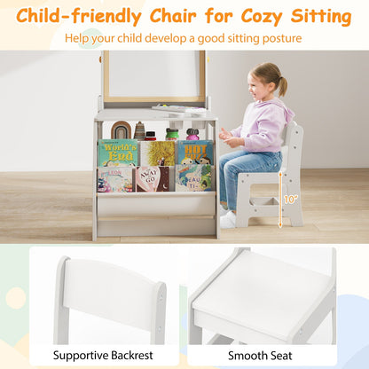 Kids Art Table and Chair Set with Easel and Chair for Drawing Reading