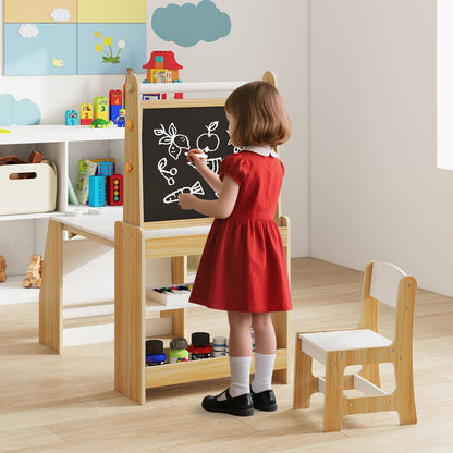 Kids Art Table and Chair Set with Easel and Chair for Drawing Reading