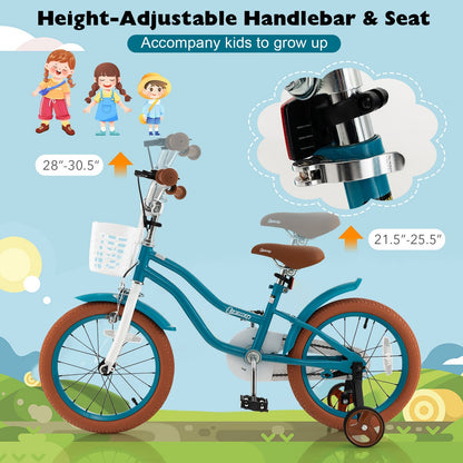 16 Inch Kids Bike with Training Wheels and Front Handbrake