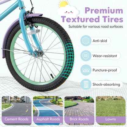 Kids Bike with Adjustable Handlebar and Saddle Purple-18 Inches
