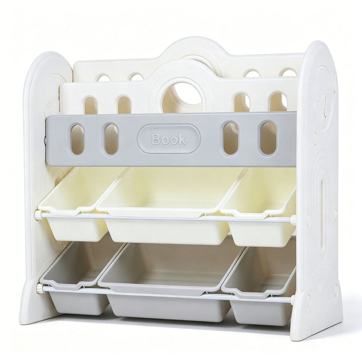 Kids Bookshelf and Toy Storage Organizer with 6 Bins