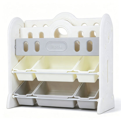 Kids Bookshelf and Toy Storage Organizer with 6 Bins