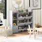 4-Tier Kids Bookshelf and Toy Storage Rack with 8 Toy Organizer Bins-Grey