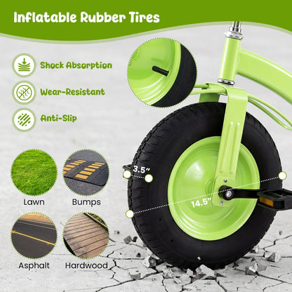 Kids Carbon Steel Bike with 15-Inch Inflatable Tires
