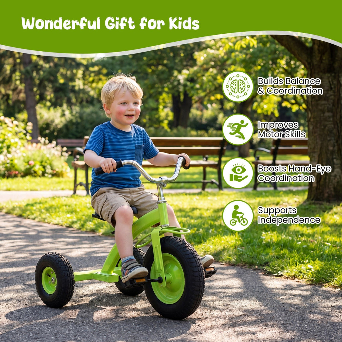 Kids Carbon Steel Bike with 15-Inch Inflatable Tires