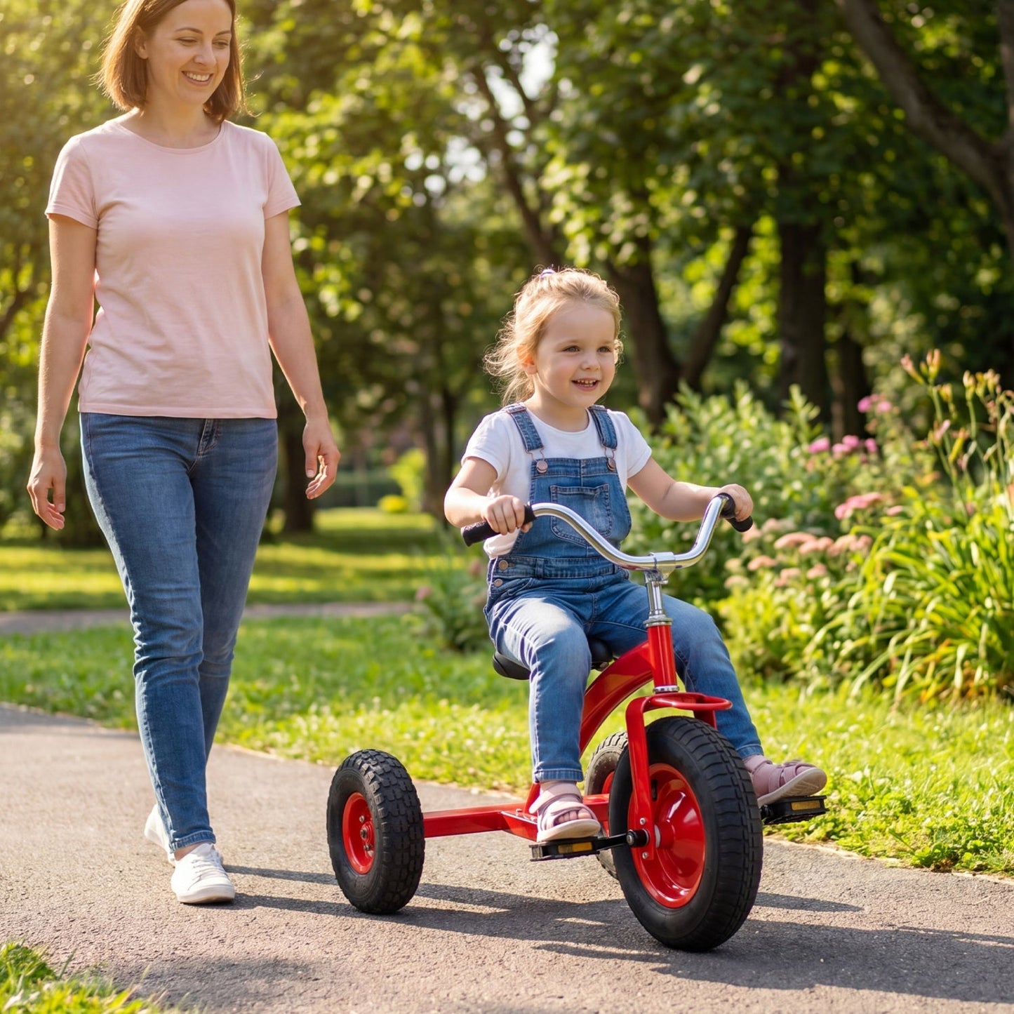 Kids Carbon Steel Bike with 15-Inch Inflatable Tires