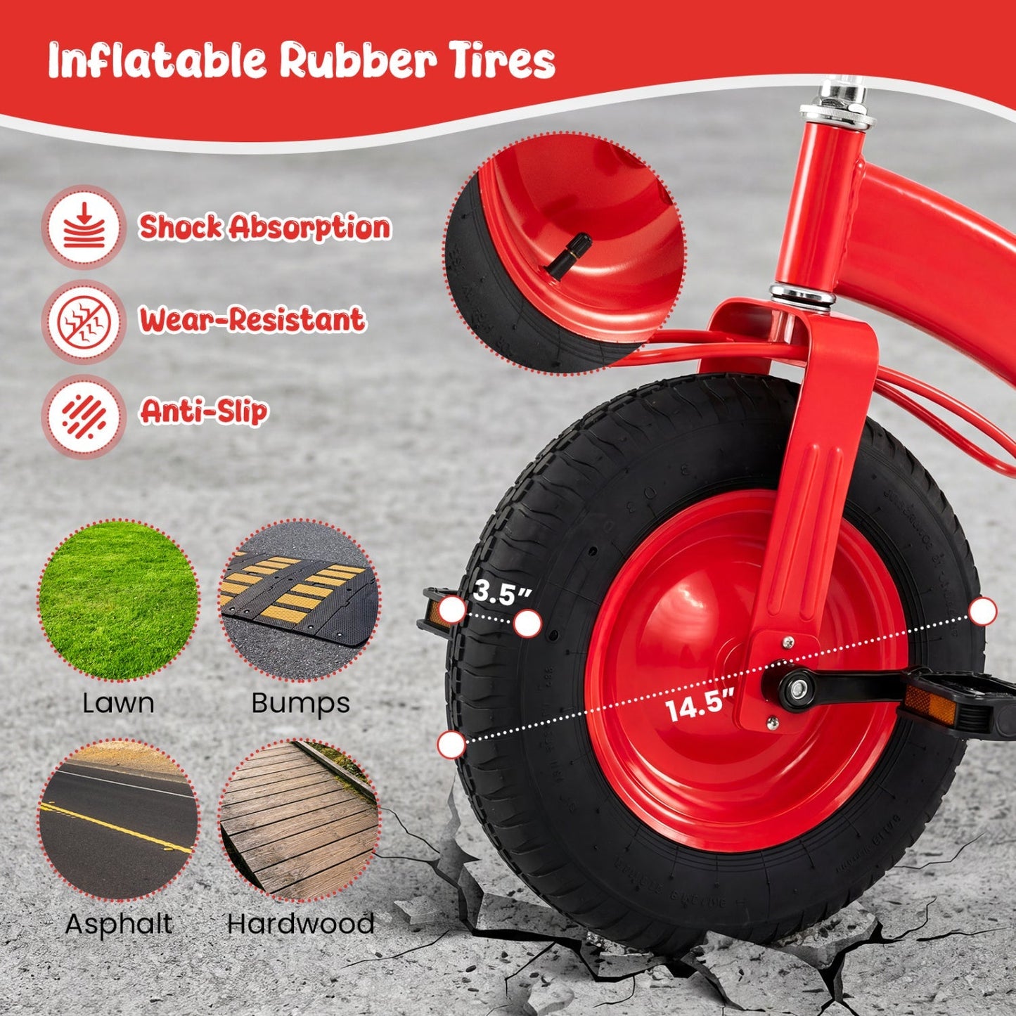 Kids Carbon Steel Bike with 15-Inch Inflatable Tires