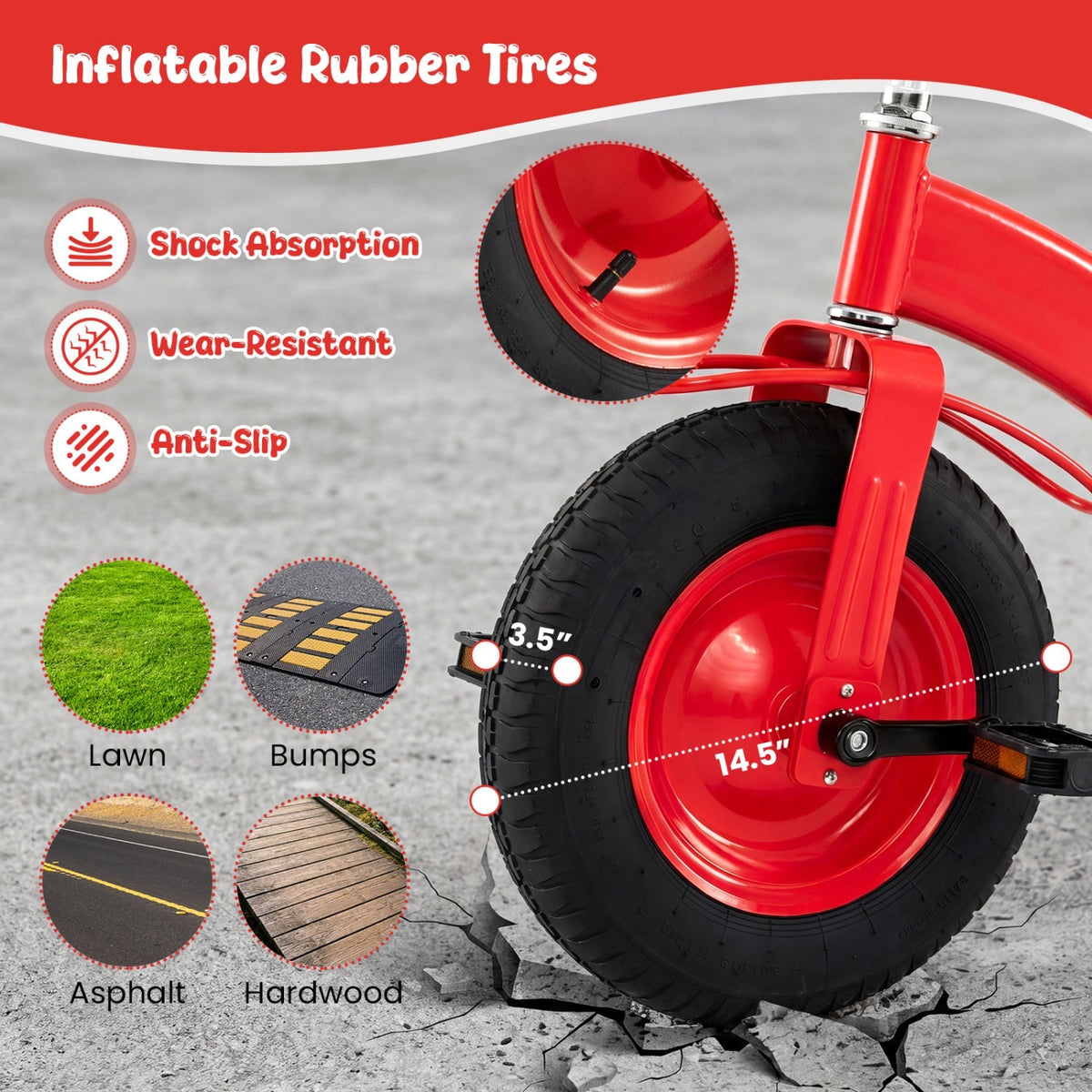 Kids Carbon Steel Bike with 15-Inch Inflatable Tires