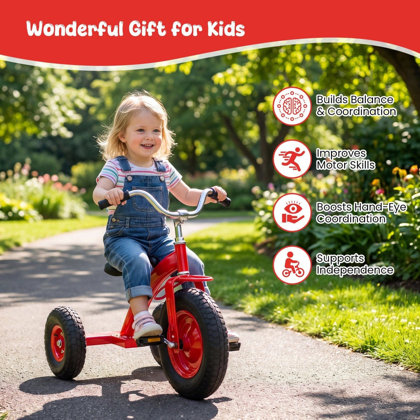 Kids Carbon Steel Bike with 15-Inch Inflatable Tires