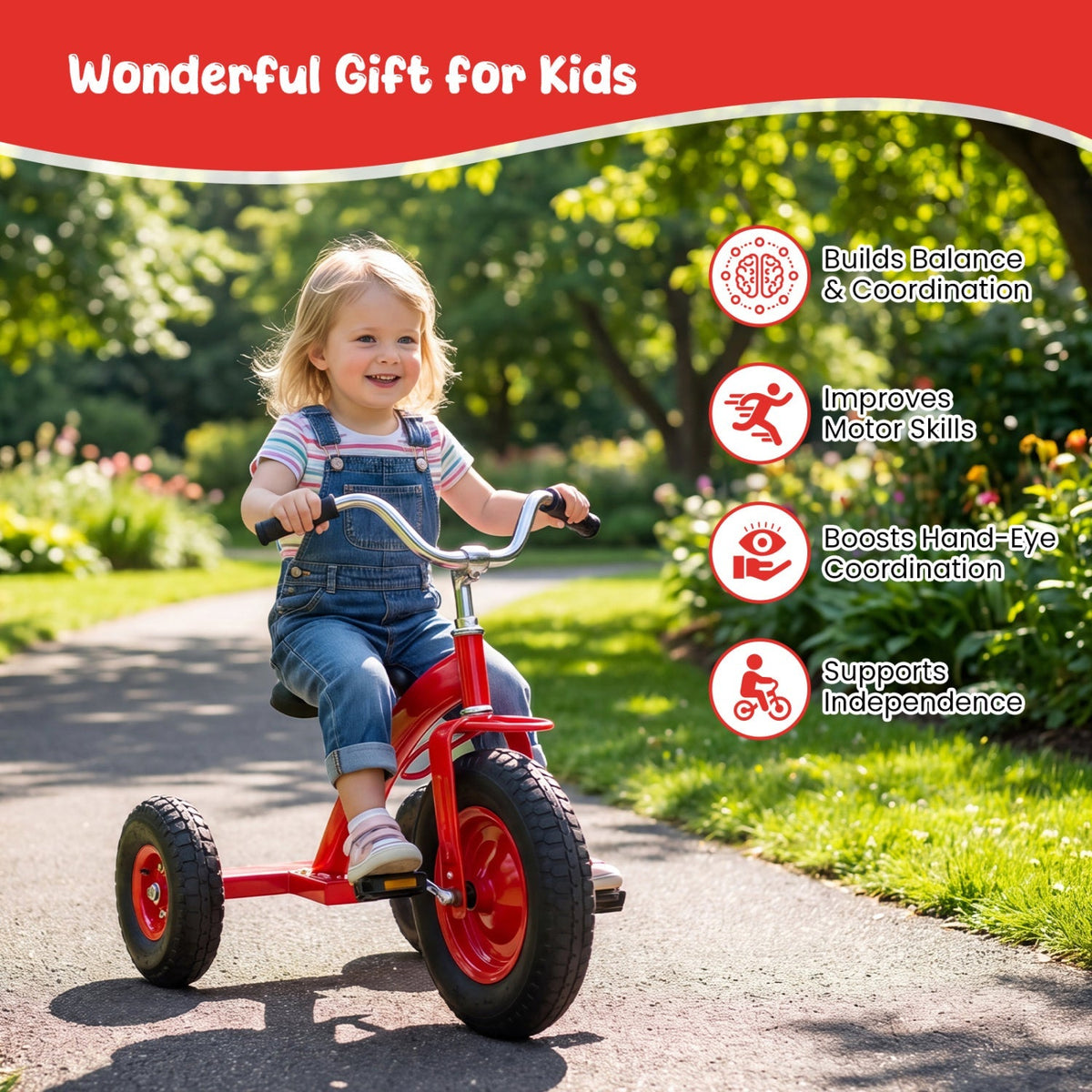 Kids Carbon Steel Bike with 15-Inch Inflatable Tires