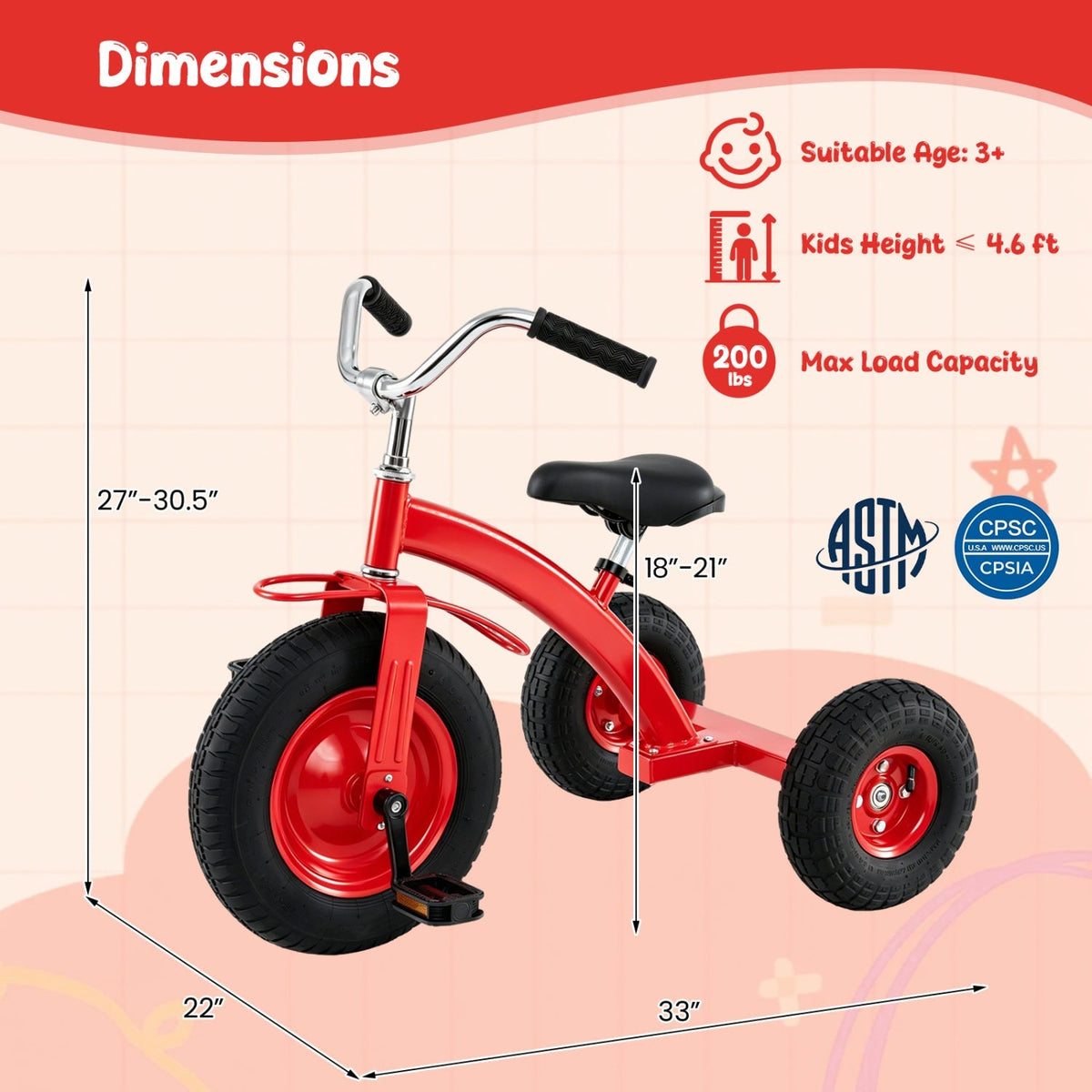 Kids Carbon Steel Bike with 15-Inch Inflatable Tires