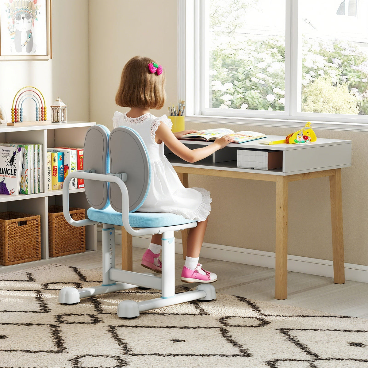 Kids Desk Chair Children Study Chair with Double Back Support and Adjustable Height