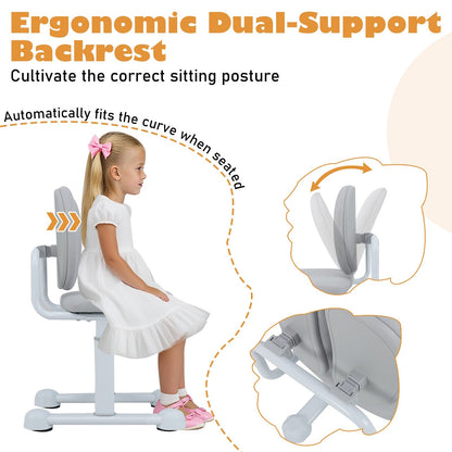 Kids Desk Chair Children Study Chair with Double Back Support and Adjustable Height
