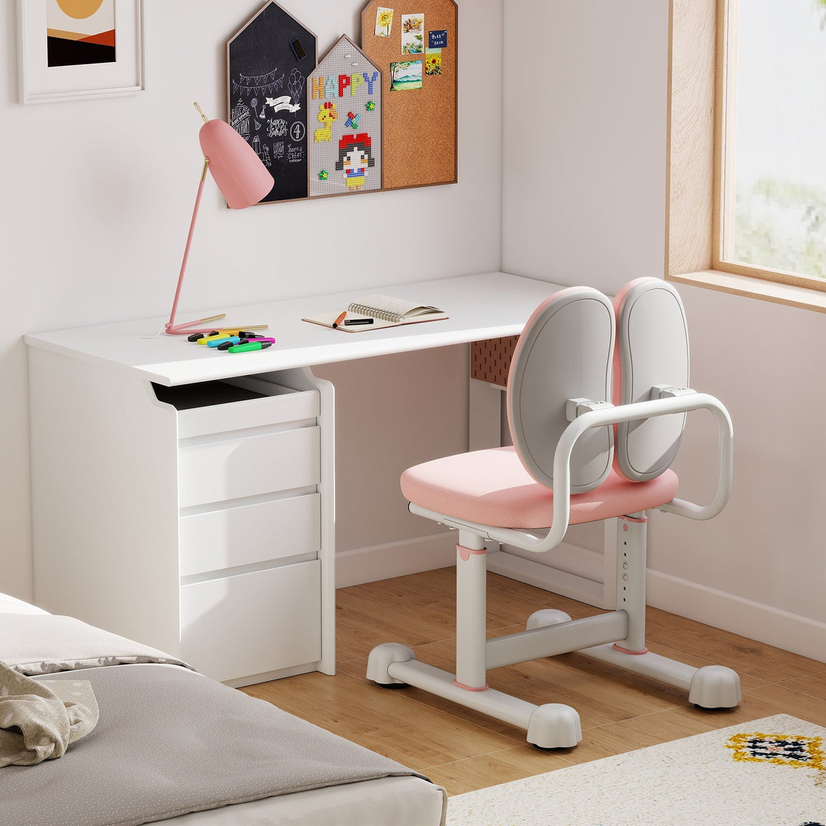 Kids Desk Chair Children Study Chair with Double Back Support and Adjustable Height