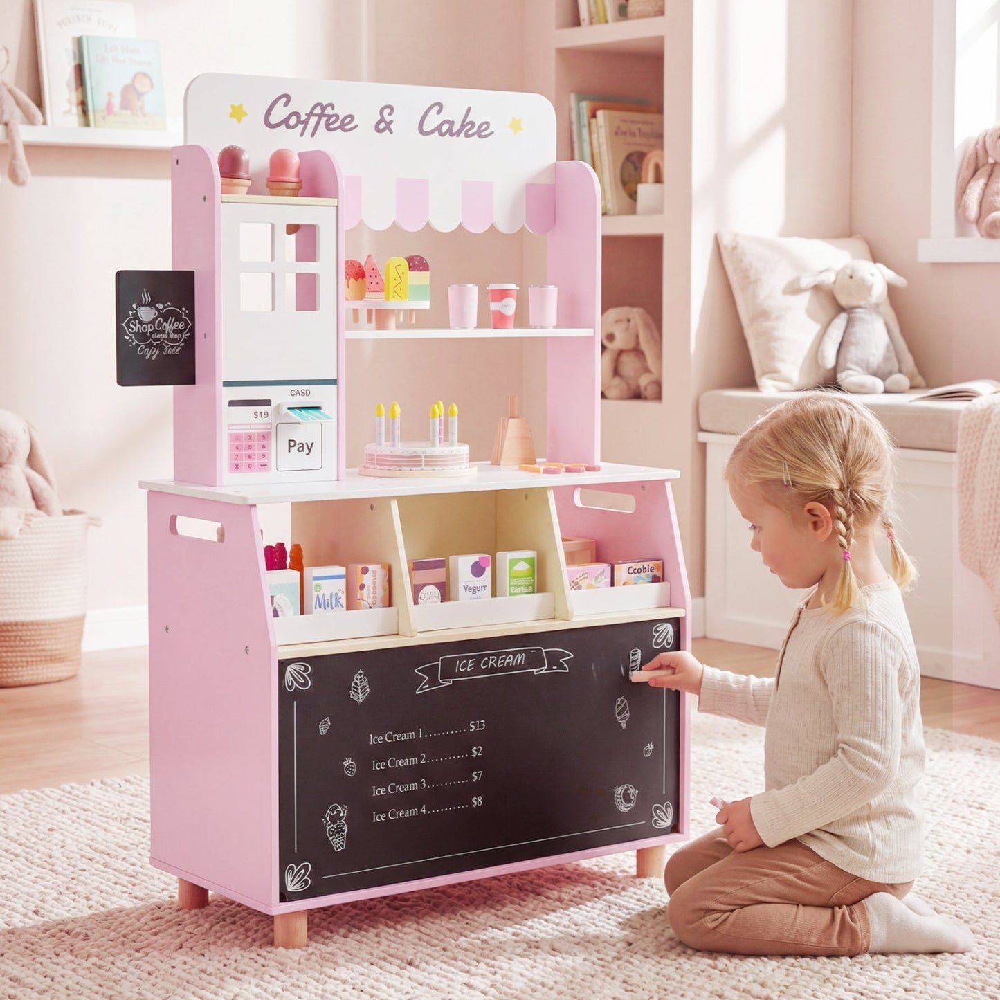 Kids Ice Cream Shop Playset with 27 Accessories - Ages 3+