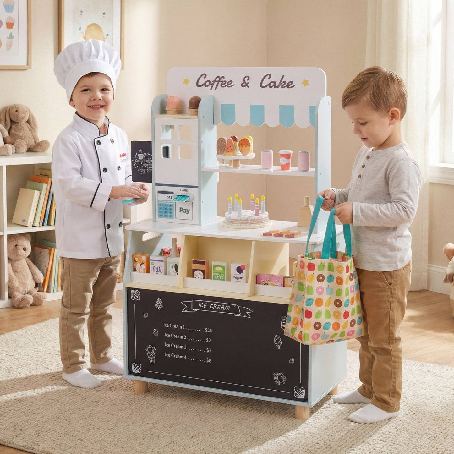 Kids Ice Cream Shop Playset with 27 Accessories - Ages 3+