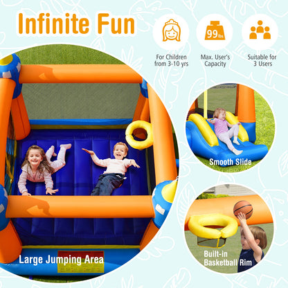 Kids Inflatable Bounce House Magic Castle with Large Jumping Area with 735W Blower