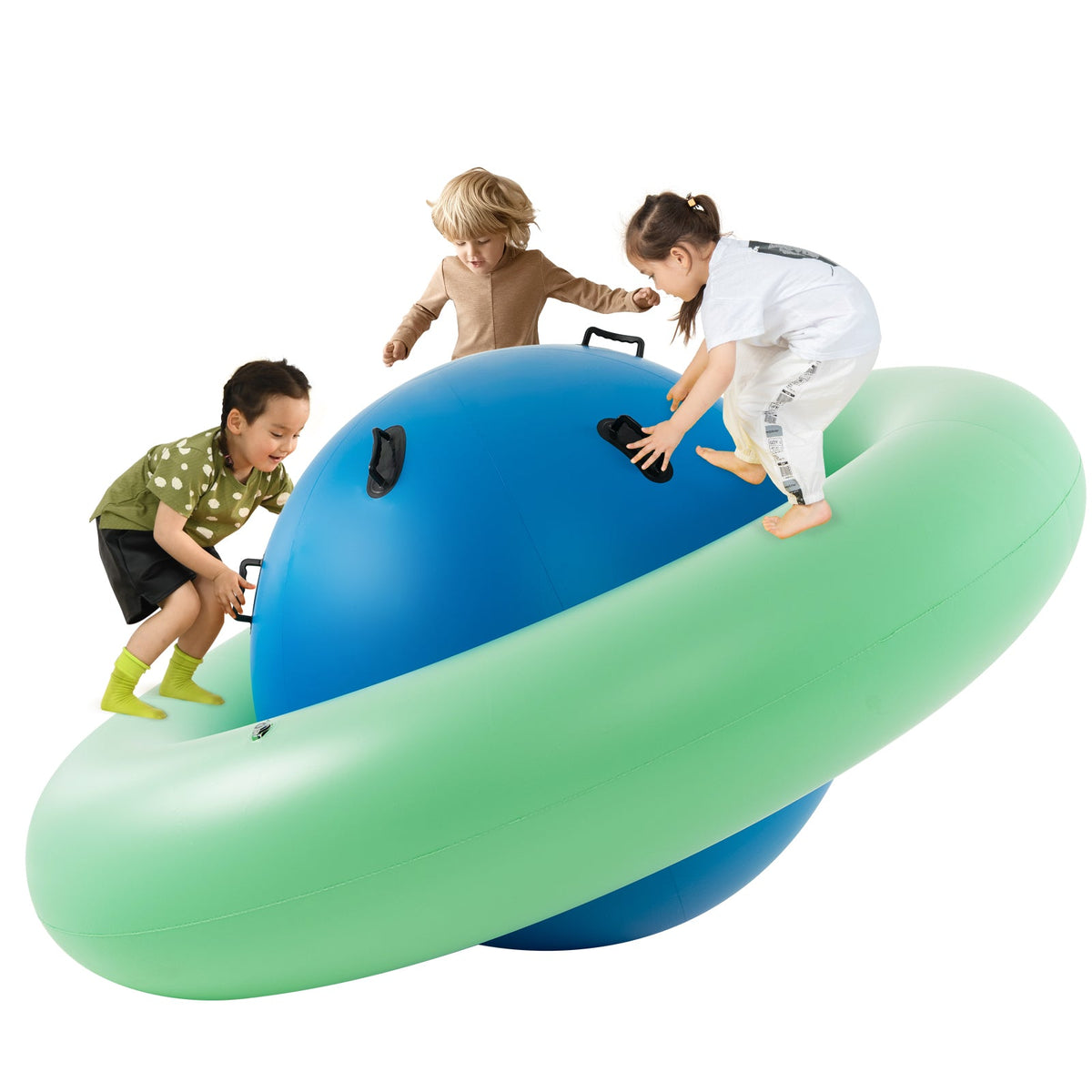 7.5 Foot Giant Inflatable Dome Rocker Bouncer with 6 Built-in Handles for Kids-Green