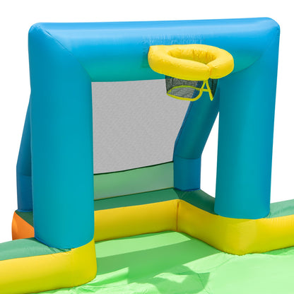 Kids Inflatable Water Slide with 2 Long Slides and 2 Soccer Gates with 1100W Blower