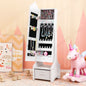 Kids Jewelry Cabinet with Full-Length Mirror for Kids Bedroom and Playroom-White