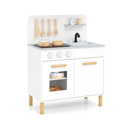Kids Kitchen Playset with Cooking Accessories and Storage-White