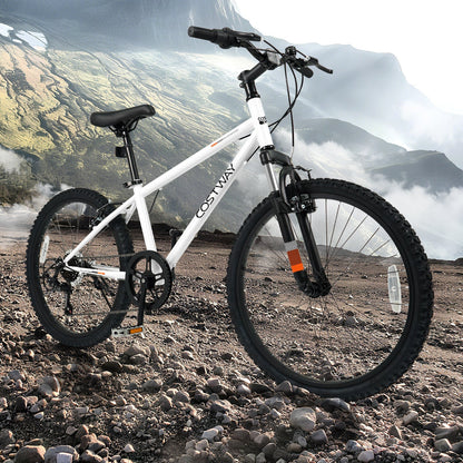 Kids Mountain Bike 20 24 Inch Child Bicycle for Boys Girls Aged 8+ Years Old White