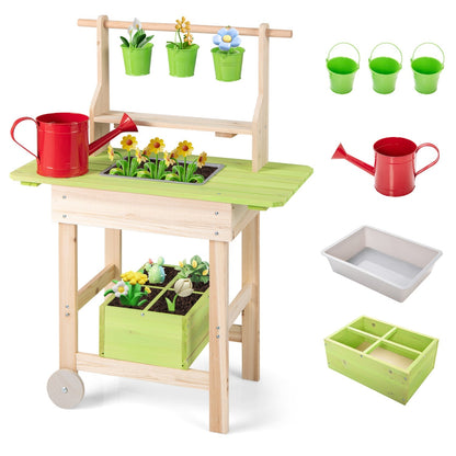 Kids Mud Kitchen with Removable Pots and Planting Trough