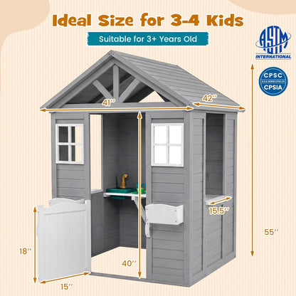 Kids Outdoor Playhouse with Sink Spruce Wooden Cottage with Half Door