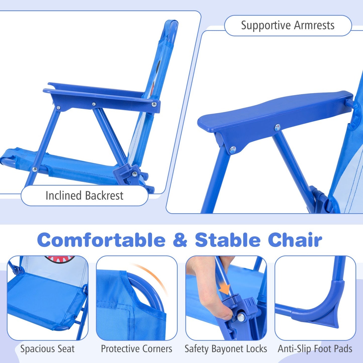 Kids Outdoor Table and Chair Set with 2 Folding Chairs and Height Adjustable Umbrella
