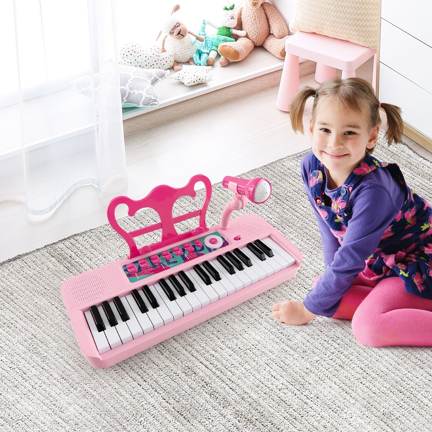 Kids Piano Keyboard 37-Key Kids Toy Keyboard Piano with Microphone for 3+ Kids