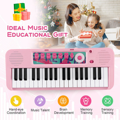 Kids Piano Keyboard 37-Key Kids Toy Keyboard Piano with Microphone for 3+ Kids