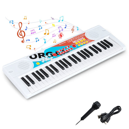 Kids Piano Keyboard 49 Keys Portable Electric Keyboard Piano with 8 Rhythms 8 Tones