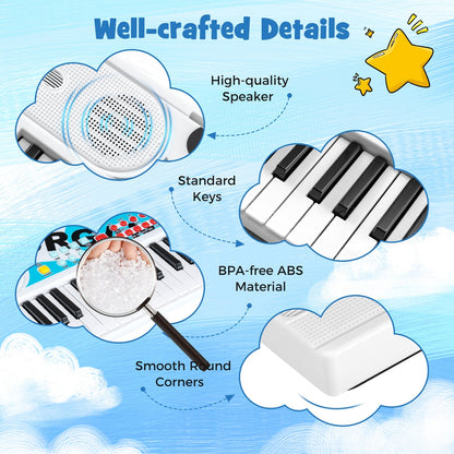 Kids Piano Keyboard 49 Keys Portable Electric Keyboard Piano with 8 Rhythms 8 Tones