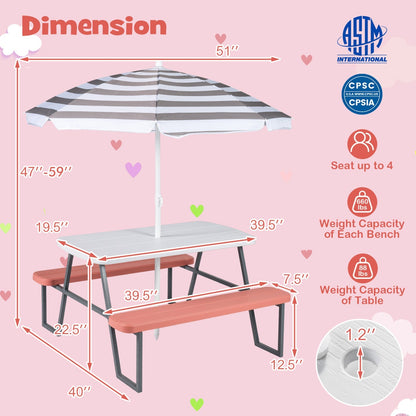 Kids Picnic Table with Benches Seats up to 4