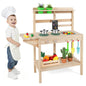 Kids Play Kitchen Set Wooden Kitchen Playset with Stoves for Boys Girls 3+