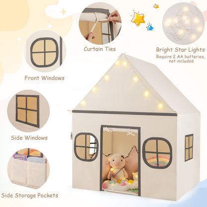 Kids Play Tent Large Playhouse with Door Curtain and Windows Star Lights