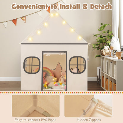 Kids Play Tent Large Playhouse with Door Curtain and Windows Star Lights