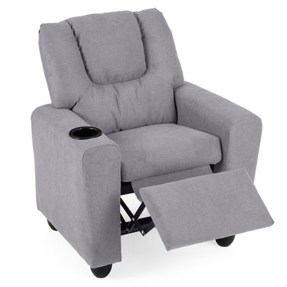 Kids Recliner Chair Push Back Toddler Reclining Armchair with Cup Holder