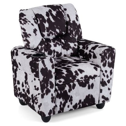 Kids Recliner Chair Push Back Toddler Reclining Armchair with Cup Holder