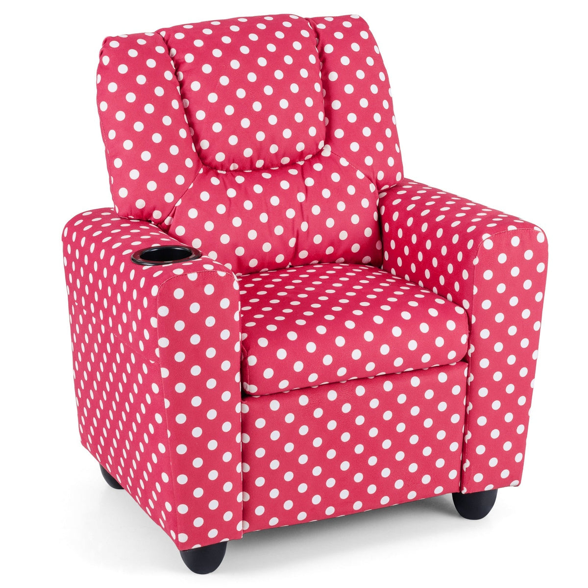 Kids Recliner Chair Push Back Toddler Reclining Armchair with Cup Holder