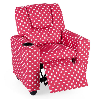 Kids Recliner Chair Push Back Toddler Reclining Armchair with Cup Holder