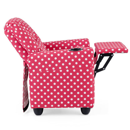 Kids Recliner Chair Push Back Toddler Reclining Armchair with Cup Holder