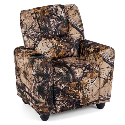 Kids Recliner Chair Push Back Toddler Reclining Armchair with Cup Holder