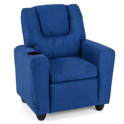 Kids Recliner Chair Push Back Toddler Reclining Armchair with Cup Holder