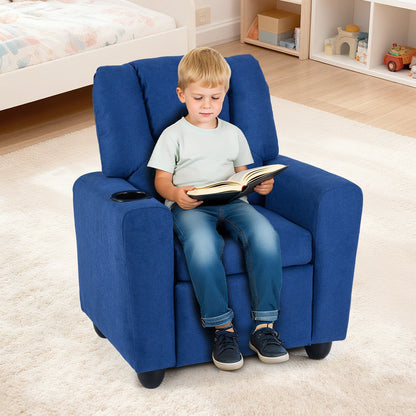 Kids Recliner Chair Push Back Toddler Reclining Armchair with Cup Holder