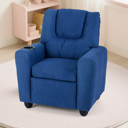 Kids Recliner Chair Push Back Toddler Reclining Armchair with Cup Holder