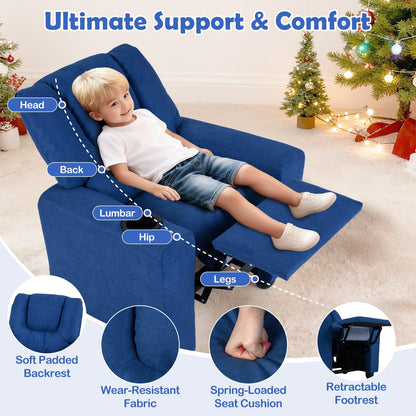 Kids Recliner Chair Push Back Toddler Reclining Armchair with Cup Holder