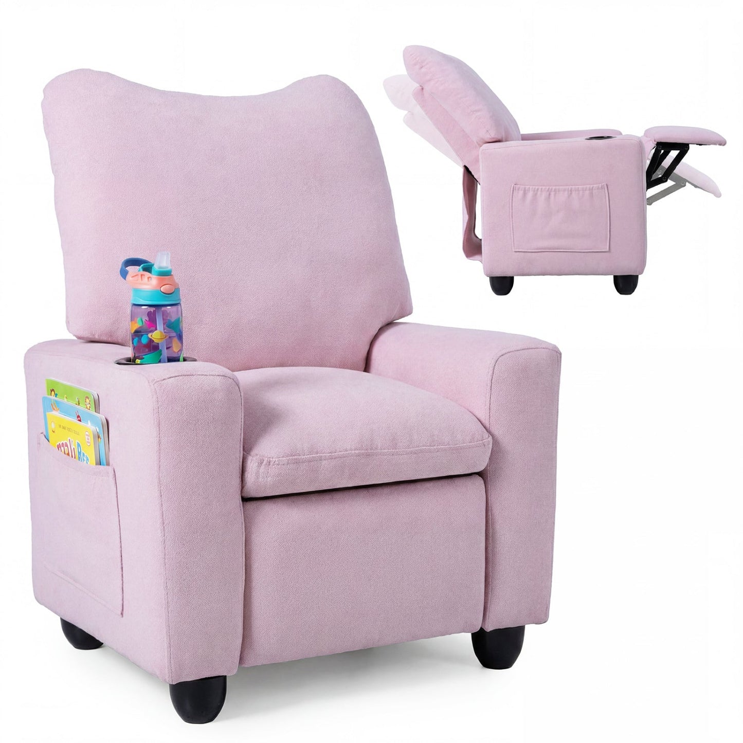Kids Recliner Sofa with Adjustable Footrest and Cup Holder