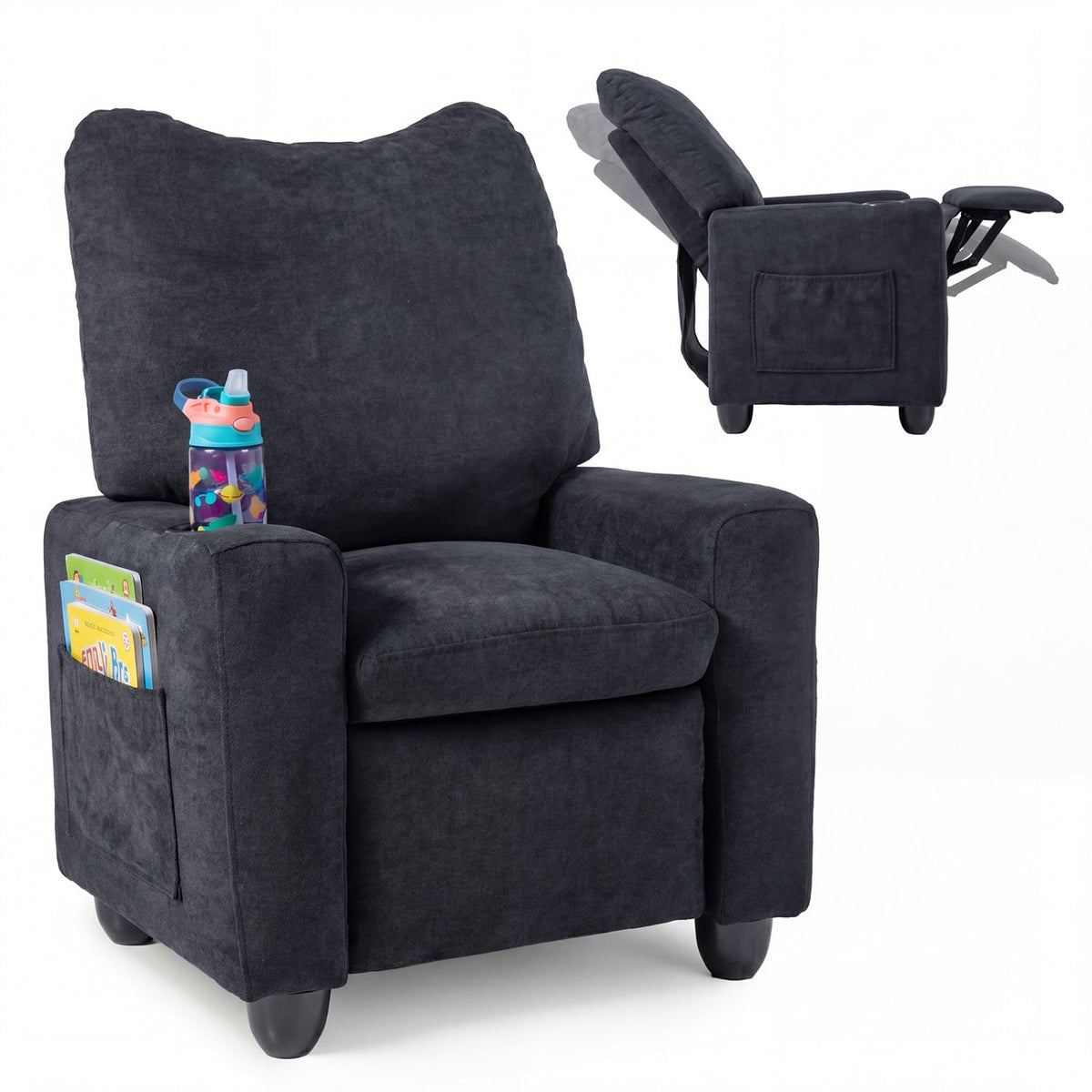 Kids Recliner Sofa with Adjustable Footrest and Cup Holder