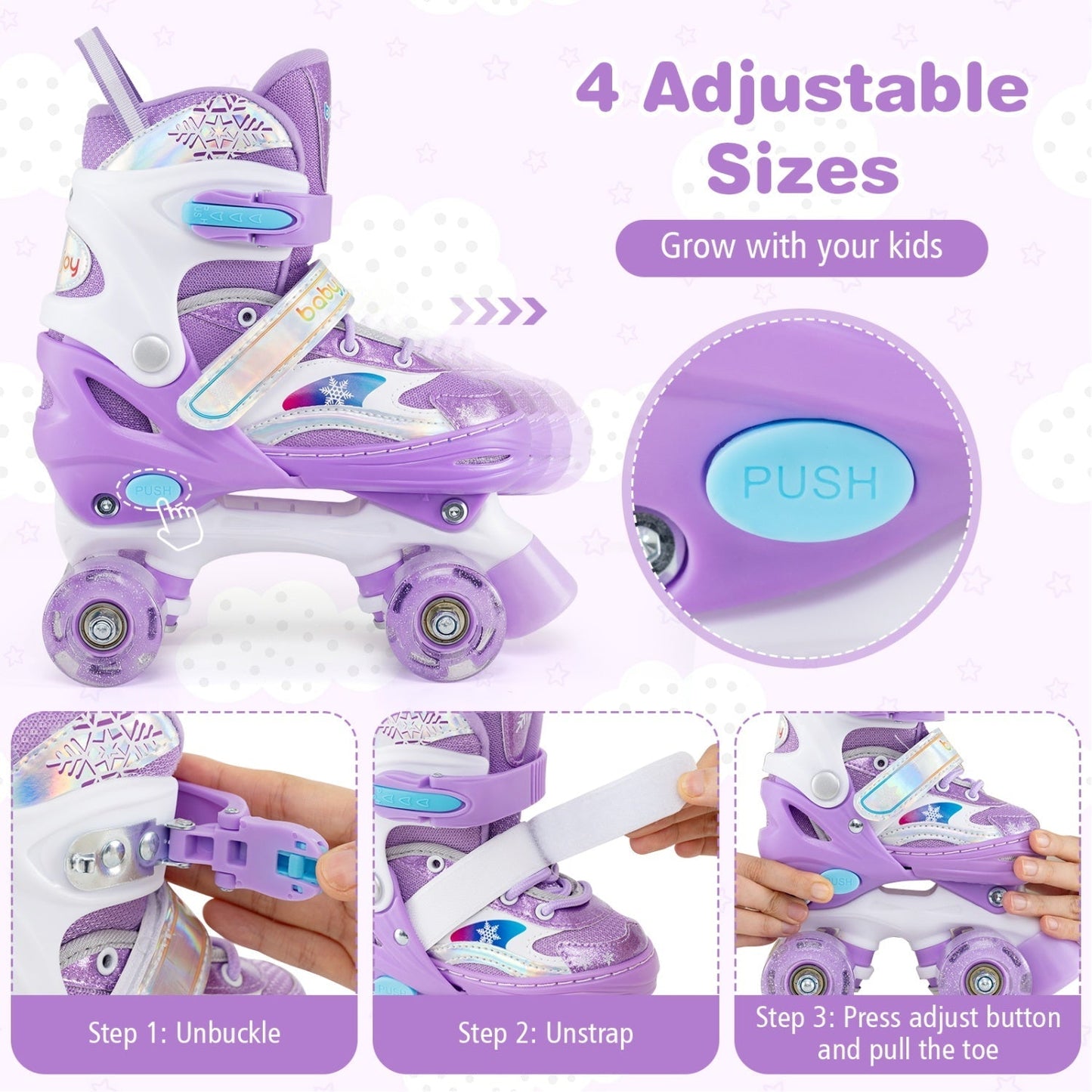 Kids Roller Skates for Girls Boys with Light-up Wheels and Safety Protection